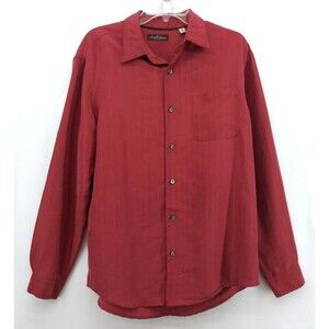 Paradise Collection Shirt Mens Size M Long Sleeve Button Down Red Modal